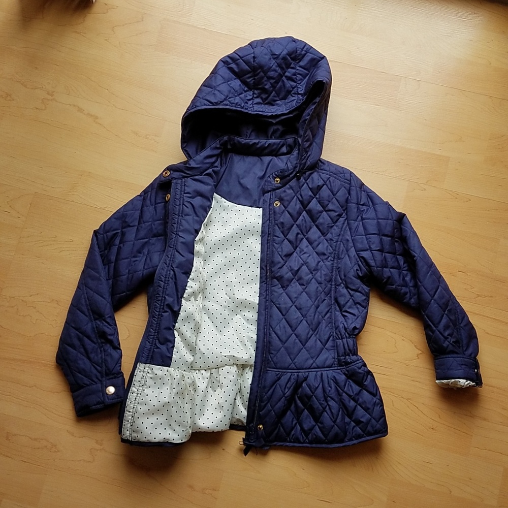 Girls Navy Puffer Quilted Coat Size 8-10 Medium